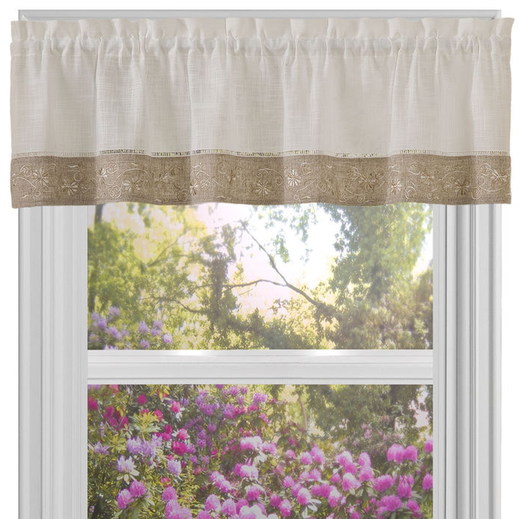 Traditional Elegance Oakwood 58x14 Window Curtain Valance – Natural With Regard To Oakwood Linen Style Decorative Window Curtain Tier Sets (Photo 13 of 20)
