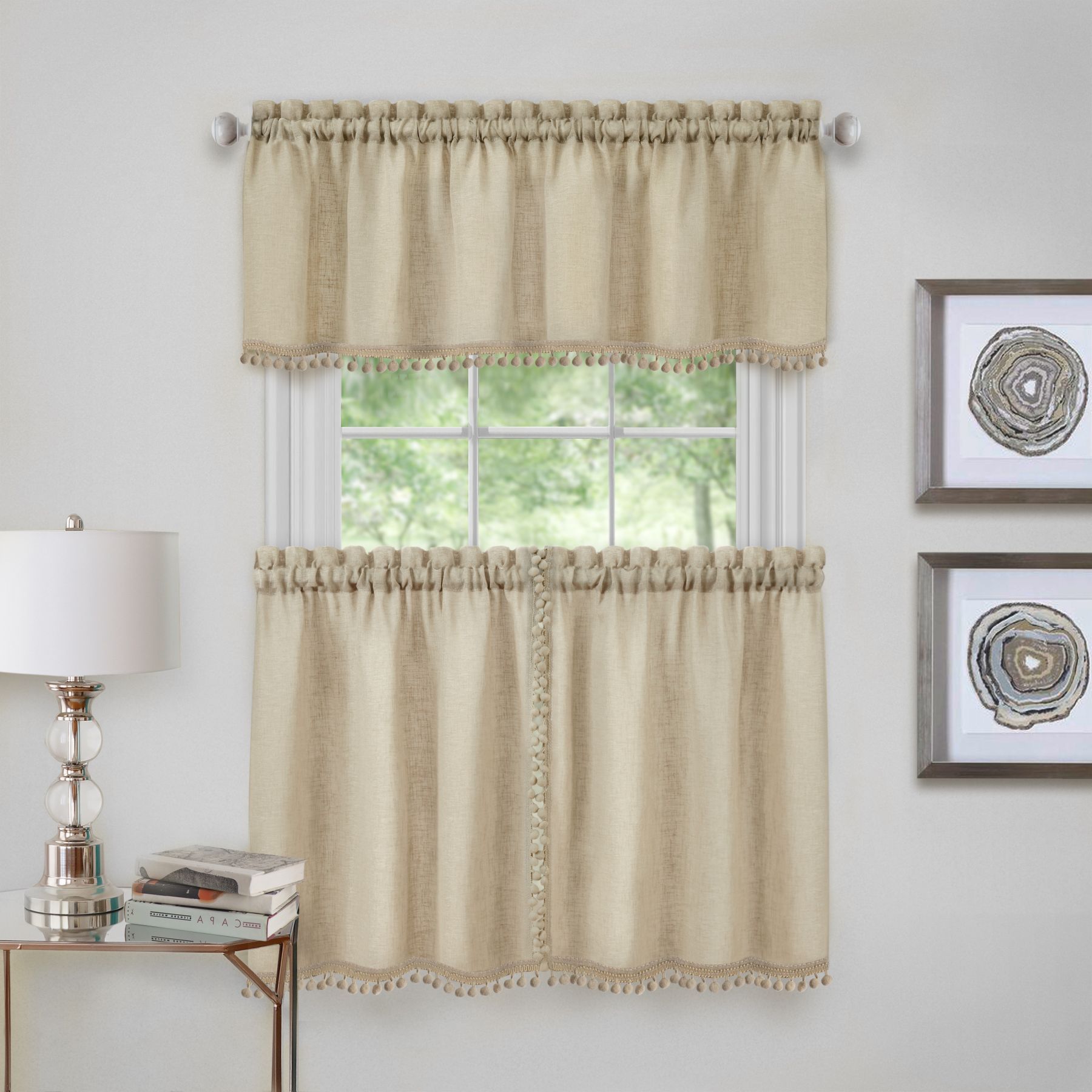 Traditional Elegance Olivia Window Kitchen Curtain Tier Pair With Oakwood Linen Style Decorative Window Curtain Tier Sets (View 20 of 20)