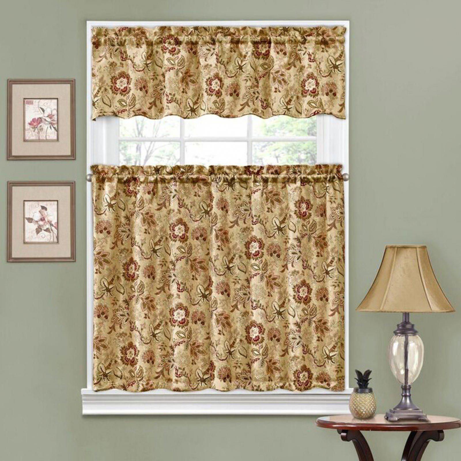 Traditionswaverly Navarra Floral Tier And Valance Set With Regard To Waverly Felicite Curtain Tiers (View 7 of 20)