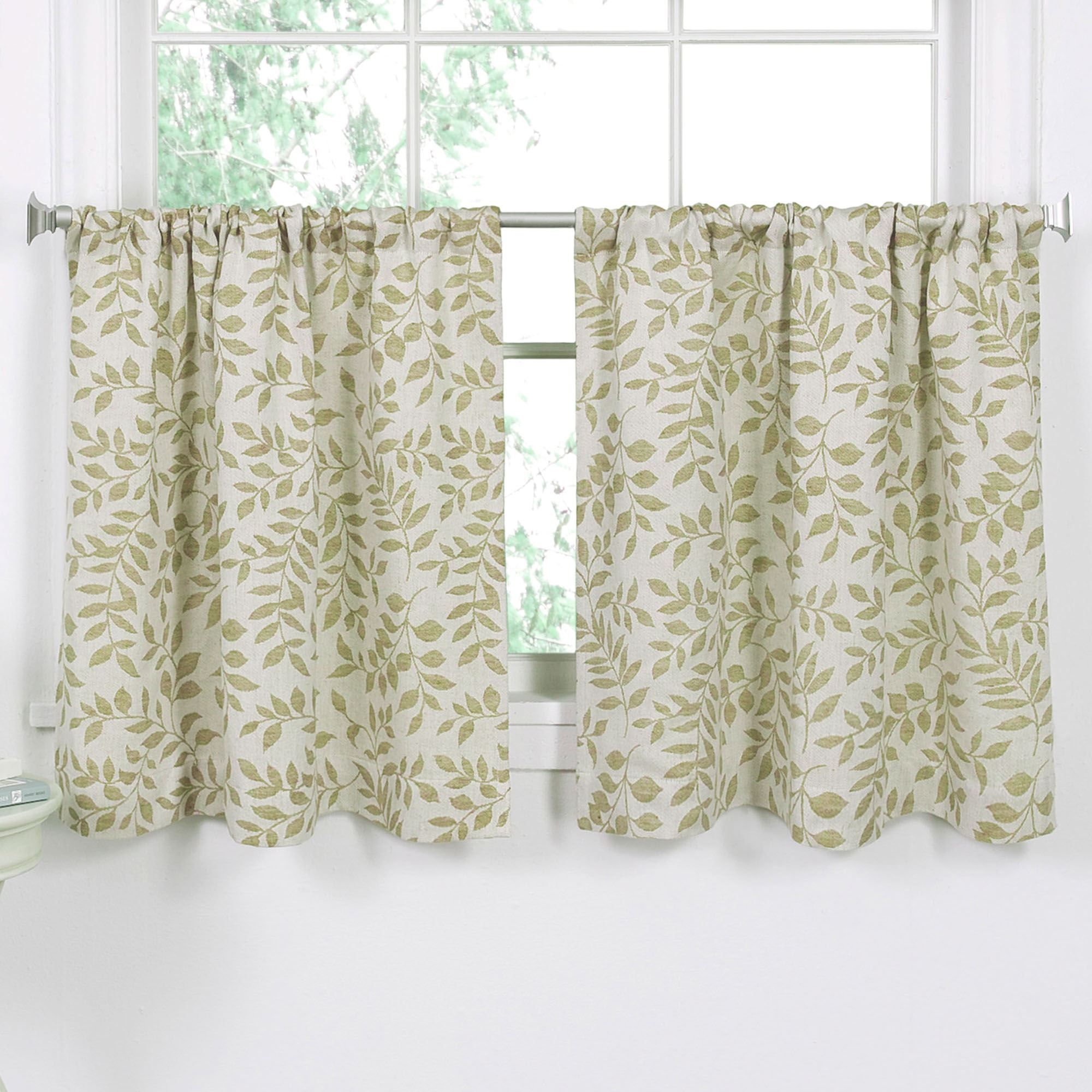 Tranquil Leaf Design Tier Window Treatment For Tranquility Curtain Tier Pairs (Photo 10 of 20)