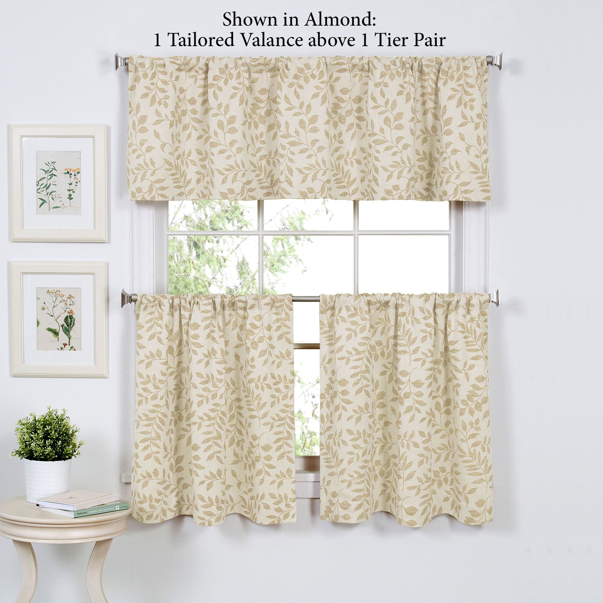 Tranquil Leaf Design Tier Window Treatment With Tranquility Curtain Tier Pairs (View 8 of 20)