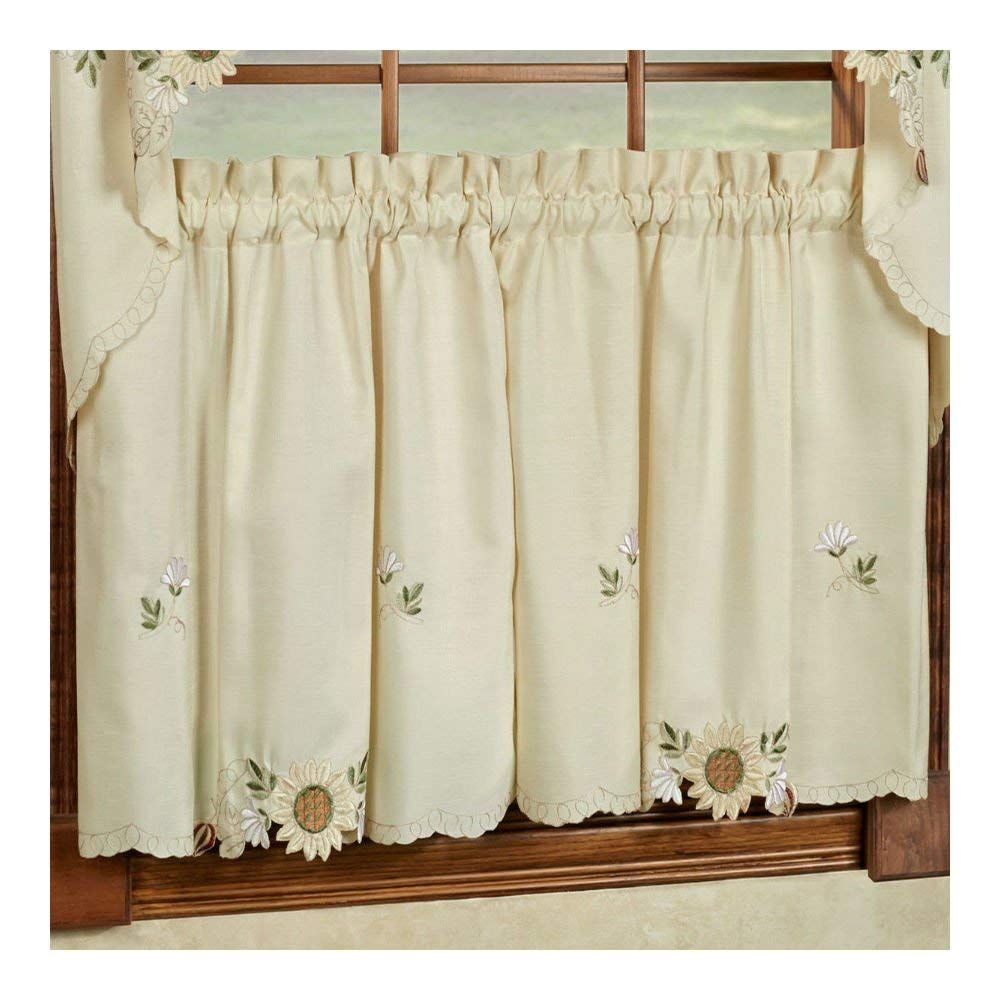 Trellis Pattern Cotton Blend Tier Curtains And Valance Set Inside Trellis Pattern Window Valances (View 16 of 20)