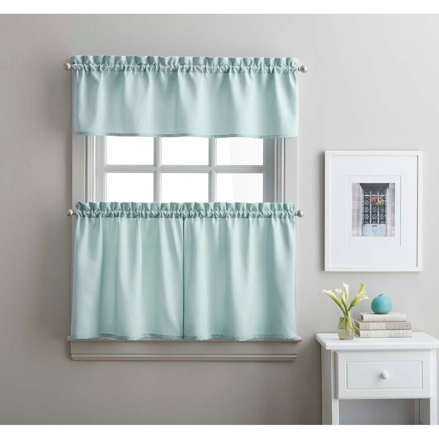 Twill 3 Piece Kitchen Curtain Tier Set For Wallace Window Kitchen Curtain Tiers (View 4 of 20)