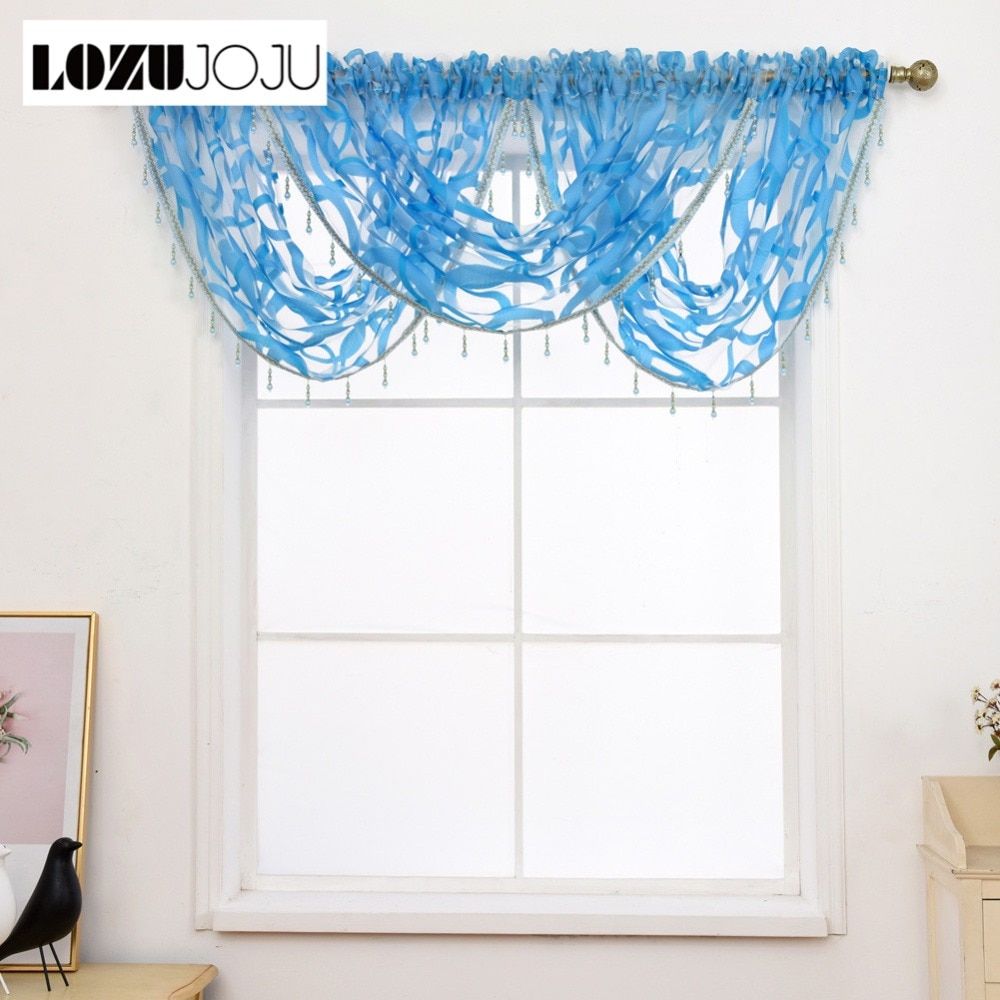 Us $10.3 49% Off|lozujoju Endless Circle Jacquard Valance Curtain For  Elegant Panel Drop Tulle Simple Design Beads Decorative Fabric  Transparent In With Regard To Circle Curtain Valances (Photo 3 of 20)