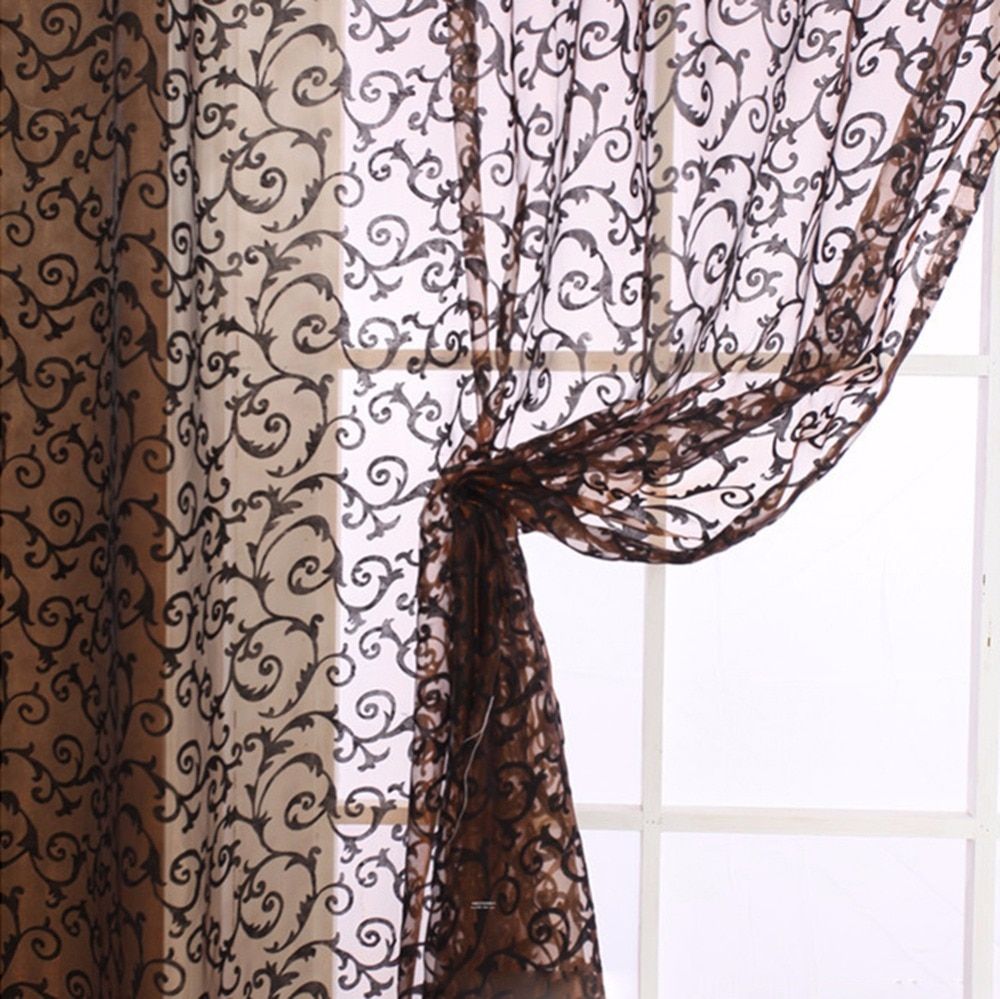 Us $2.35 39% Off|2018 Modern Style Window Curtains Living Room Floral Tulle  Curtain Door Balcony Lifting Sheer Valance In Curtains From Home & Garden Inside Floral Pattern Window Valances (Photo 13 of 20)