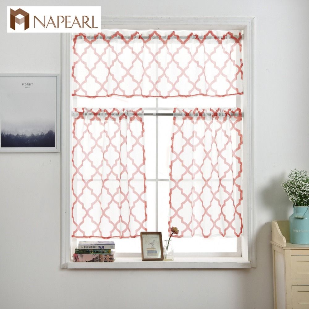 Us $6.09 52% Off|napearl Window Valance And Tiers Jacquard Design Kitchen  Short Curtains Rod Pocket Quality Stitching Cheap Kitchen Curtains In For Rod Pocket Kitchen Tiers (Photo 4 of 20)