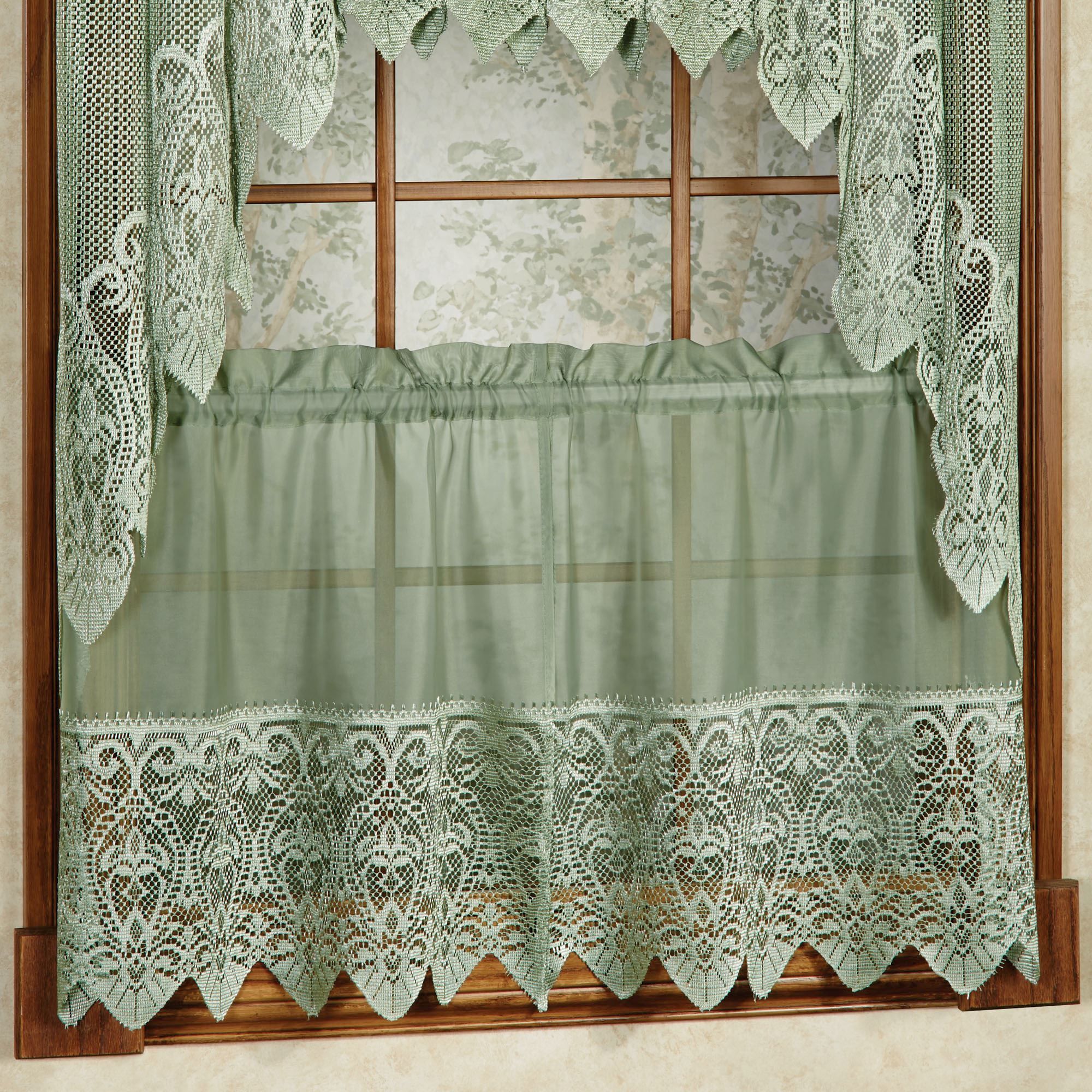 Valerie Macrame Sheer Tier Window Treatment Regarding Traditional Tailored Tier And Swag Window Curtains Sets With Ornate Flower Garden Print (View 17 of 20)