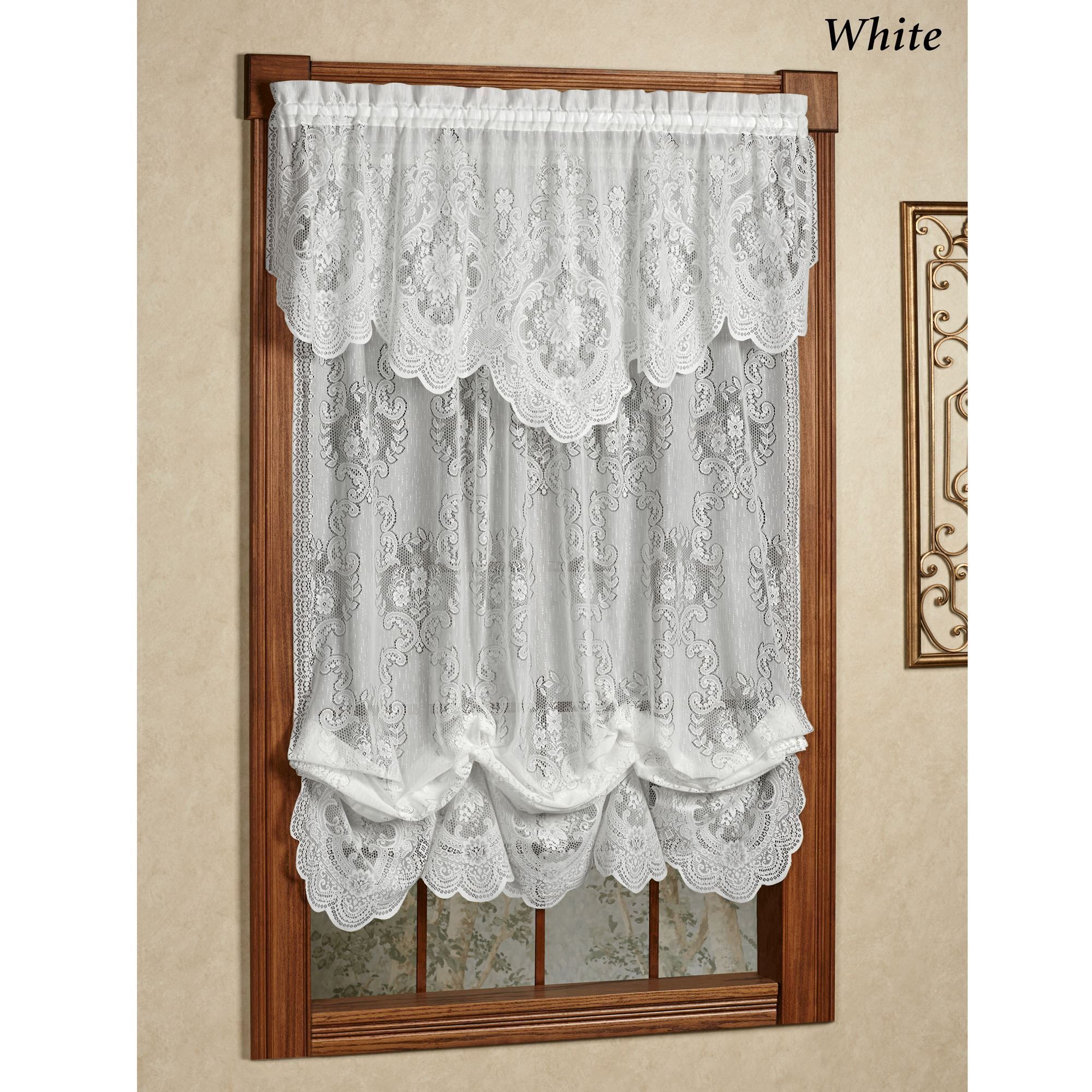 Vanessa Lace Window Treatment | I Love Like Want Throughout Navy Vertical Ruffled Waterfall Valance And Curtain Tiers (View 11 of 20)