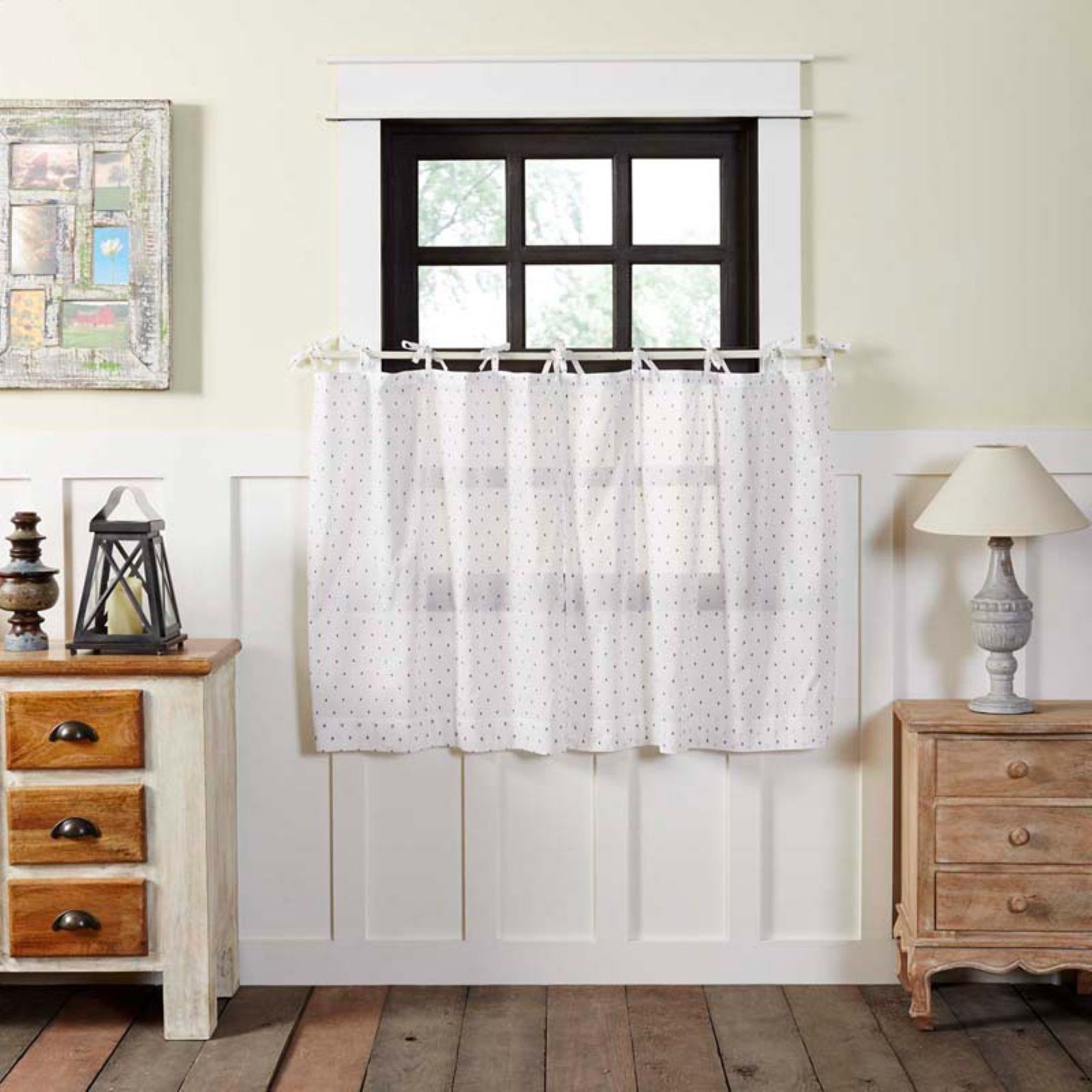Vhc Brands Malyn Tie Top Curtain Tier Set | Products In 2019 For Farmhouse Stripe Kitchen Tier Pairs (Photo 18 of 20)