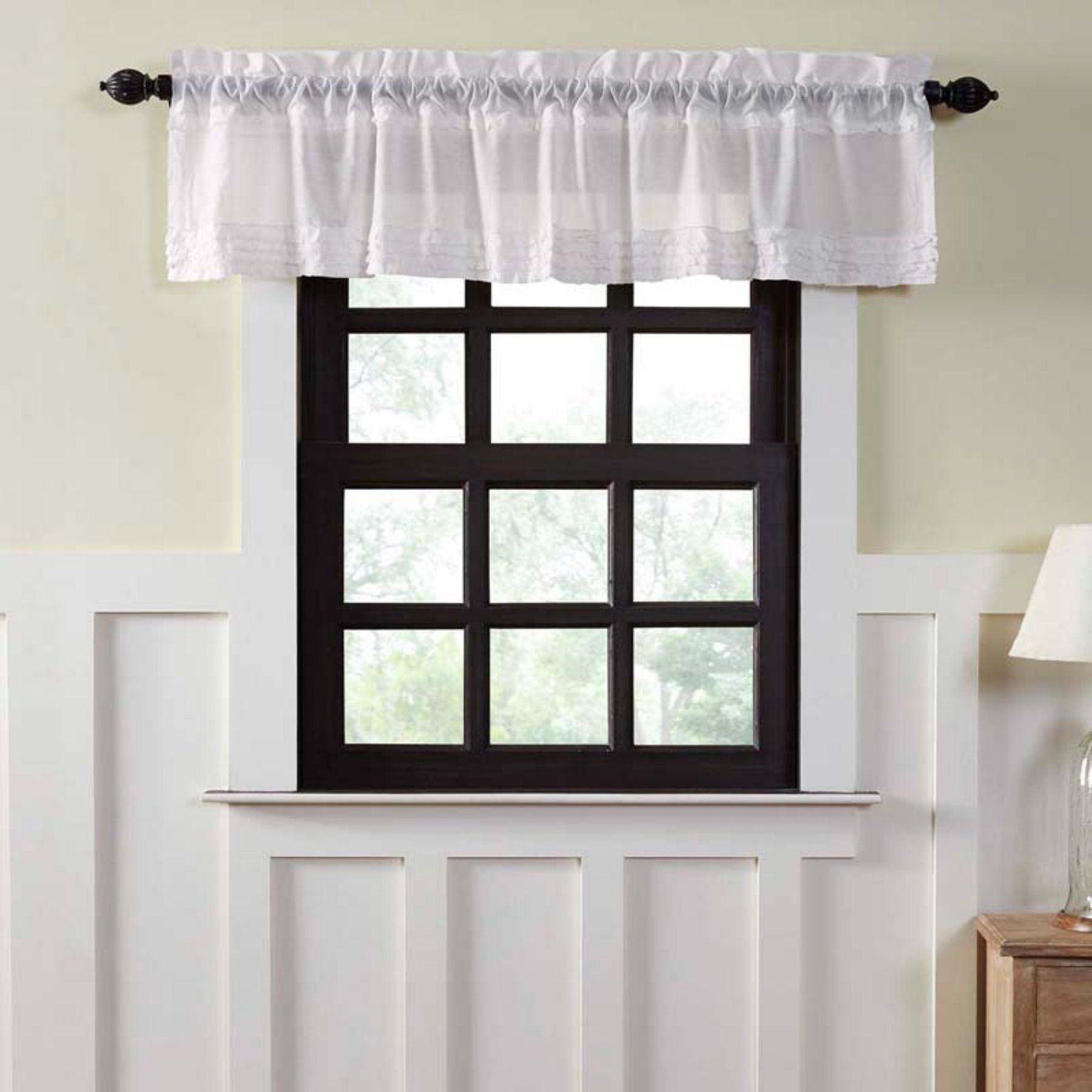 Vhc Brands White Ruffled Valance – 8610 | Products | Sheer In White Ruffled Sheer Petticoat Tier Pairs (View 11 of 20)