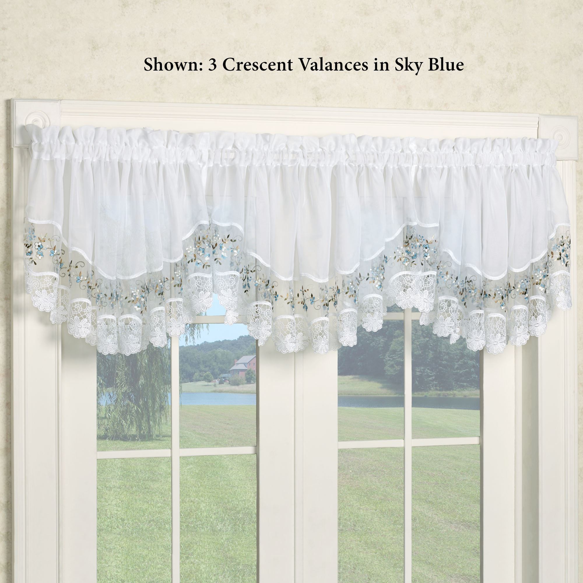 Vintage Embroidered Macrame Semi Sheer Window Treatment For Class Blue Cotton Blend Macrame Trimmed Decorative Window Curtains (View 7 of 20)