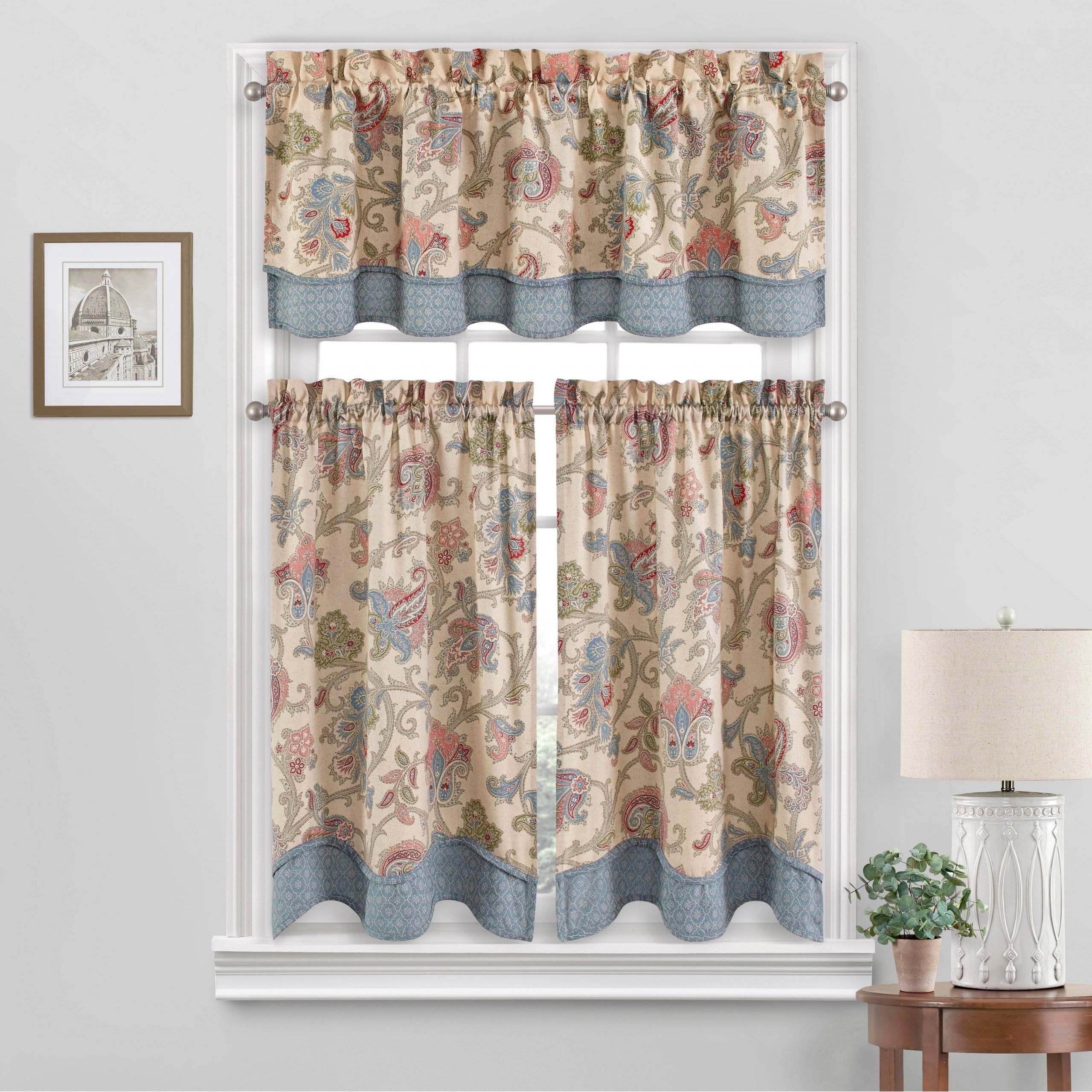 Waverly Arezzo Window Tier Pair With Waverly Felicite Curtain Tiers (Photo 6 of 20)