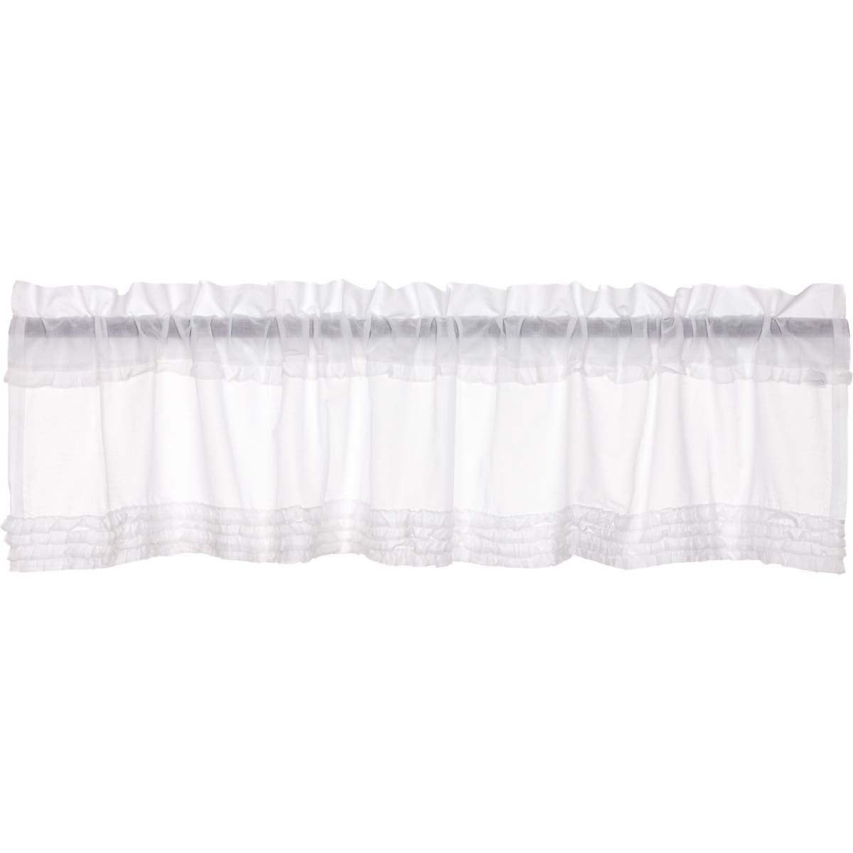 White Farmhouse Kitchen Curtains Vhc White Ruffled Sheer Valance Rod Pocket  Cotton Solid Color Ruffling Sheer Throughout Rod Pocket Cotton Solid Color Ruched Ruffle Kitchen Curtains (View 8 of 20)