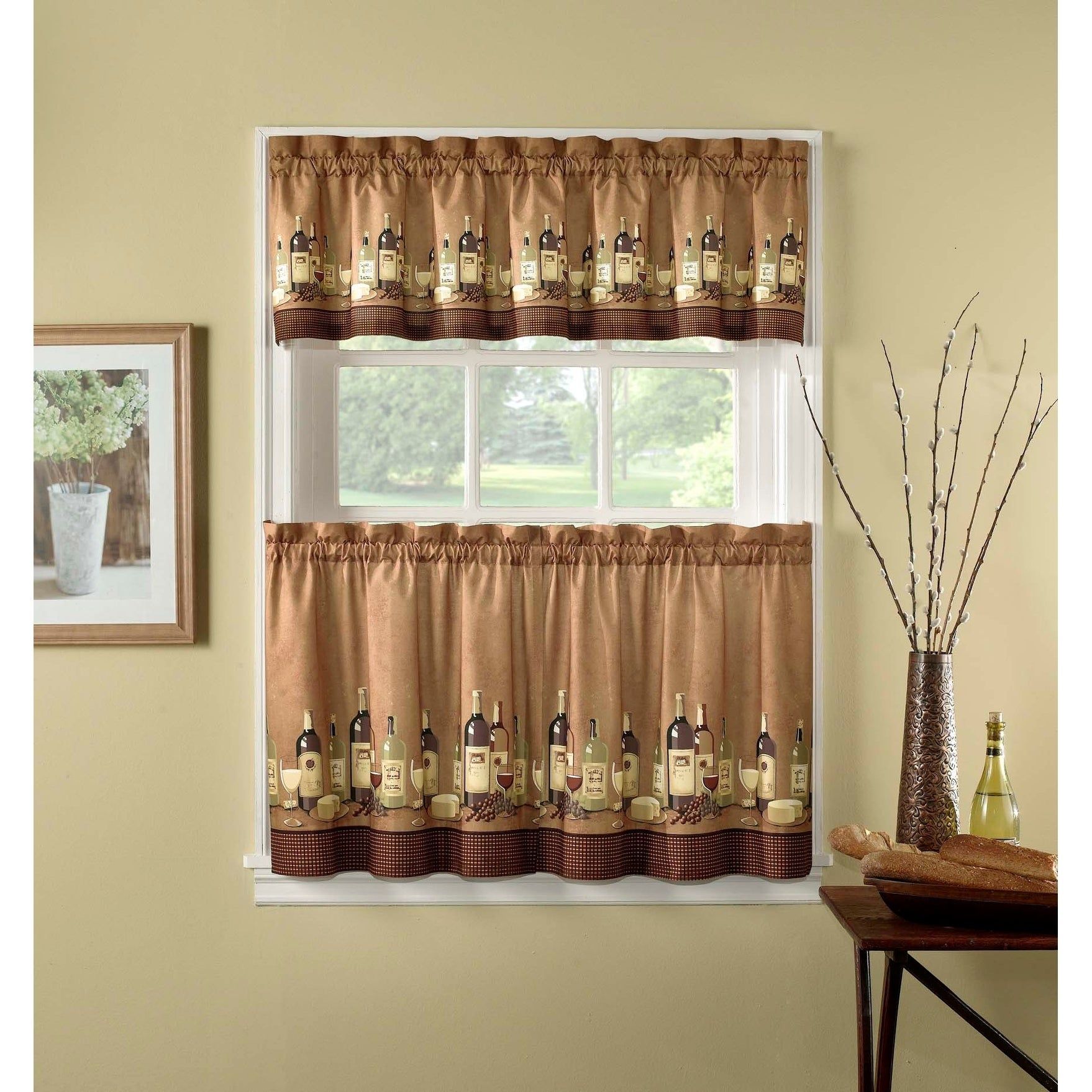 Wines 3 Piece Kitchen Curtain Tier Set Inside Chardonnay Tier And Swag Kitchen Curtain Sets (View 9 of 20)
