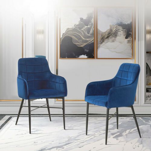 2 4 6 Blue Velvet Dining Chairs Armchairs Metal Leg Living In Lounge Chairs With Metal Leg (View 6 of 20)