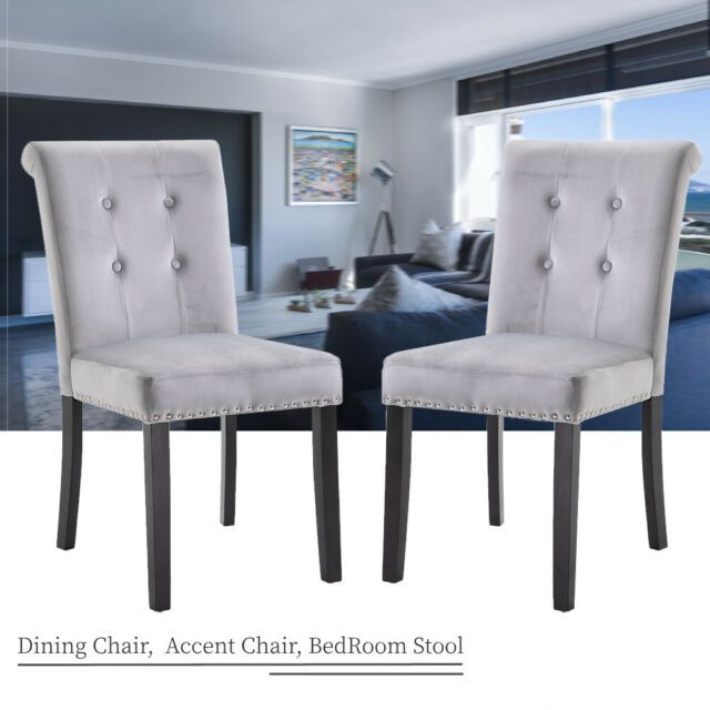 2/4/6 Set Velvet Dining Chair Accent Upholstered Wood Leg Chair Kitchen  Formal Inside Carlton Wood Leg Upholstered Dining Chairs (View 12 of 20)