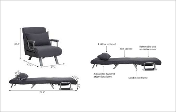 25 Best Convertible Sleeper Chairs For Adults You Can Buy! Intended For Longoria Convertible Chairs (Photo 16 of 20)