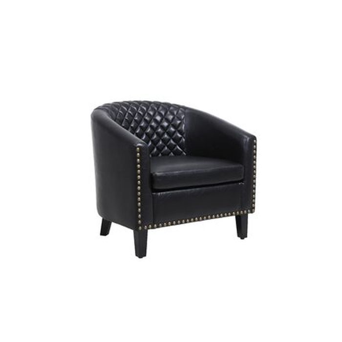 Accent Barrel Chair Living Room Chair With Nailheads And Solid Wood Legs  ,pu Leather – Wayfair In Gilad Faux Leather Barrel Chairs (View 6 of 20)