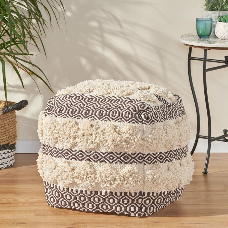 Alexander 16" Tufted Square Geometric Pouf Ottoman Within Alexander Cotton Blend Armchairs And Ottoman (View 18 of 20)