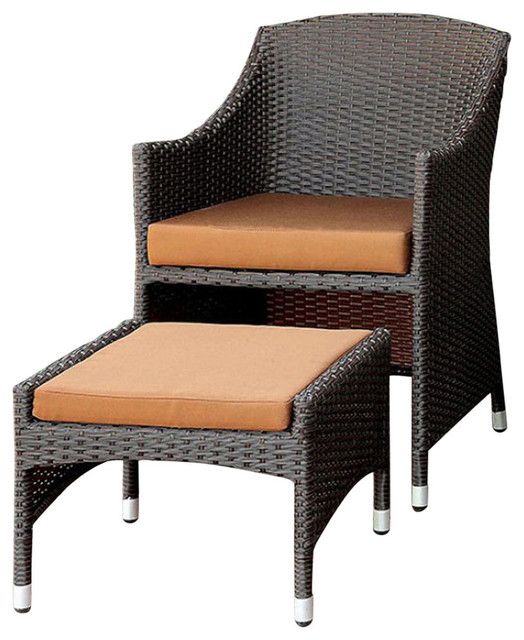 Almada Bm131996 Contemporary Arm Chair With Ottoman, Brown And Espresso Pertaining To Almada Armchairs (Photo 1 of 20)