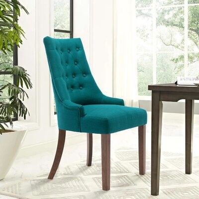 Alshawn Tufted Upholstered Parsons Chair Color: Green With Alwillie Tufted Back Barrel Chairs (View 8 of 20)
