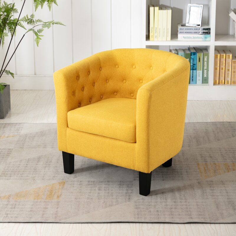Featured Photo of 20 The Best Alwillie Tufted Back Barrel Chairs