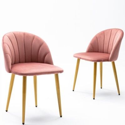 Ambre Velvet Upholstered Side Chair Upholstery Color: Pink Throughout Erasmus Velvet Side Chairs (set Of 2) (View 17 of 20)