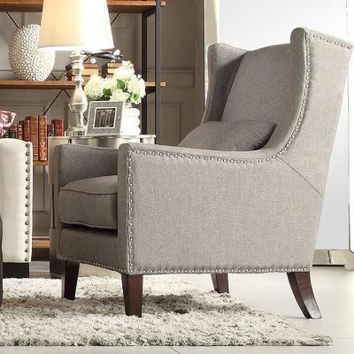 Andover Mills Oneill Wingback Chair Upholstery: Gray Regarding Andover Wingback Chairs (View 18 of 20)