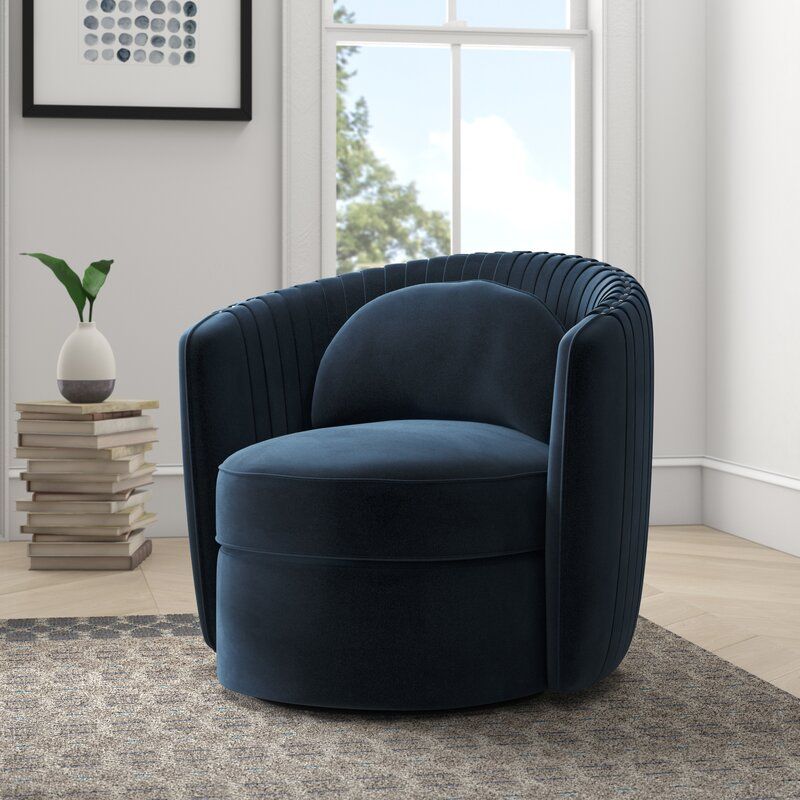 Annalise 33" W Polyester Swivel Barrel Chair With Danow Polyester Barrel Chairs (Photo 4 of 20)