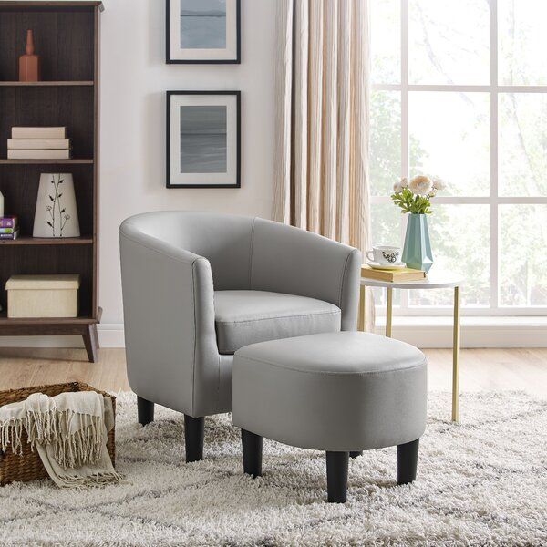 Featured Photo of 20 Best Collection of Annegret Faux Leather Barrel Chair and Ottoman Sets