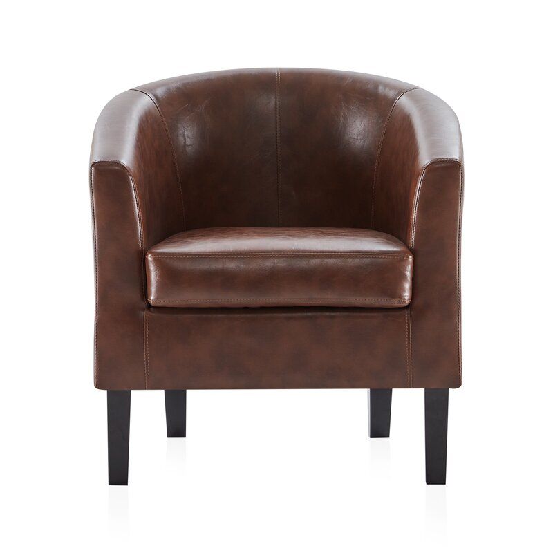 Ansar 26.77" W Faux Leather Barrel Chair In Faux Leather Barrel Chairs (Photo 7 of 20)