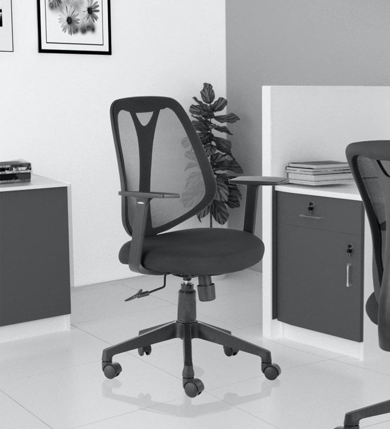 Artemis Ergonomic Chair In Black Colour In Artemi Barrel Chair And Ottoman Sets (View 10 of 20)