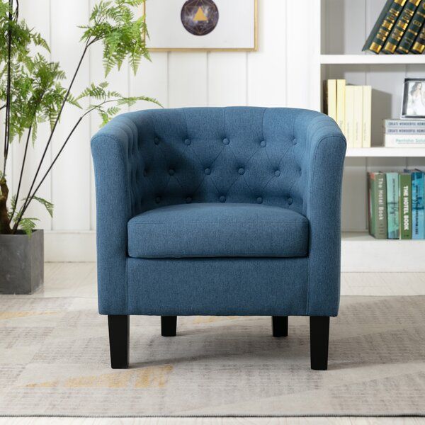 Blue Barrel Accent Chair Intended For Alwillie Tufted Back Barrel Chairs (View 2 of 20)