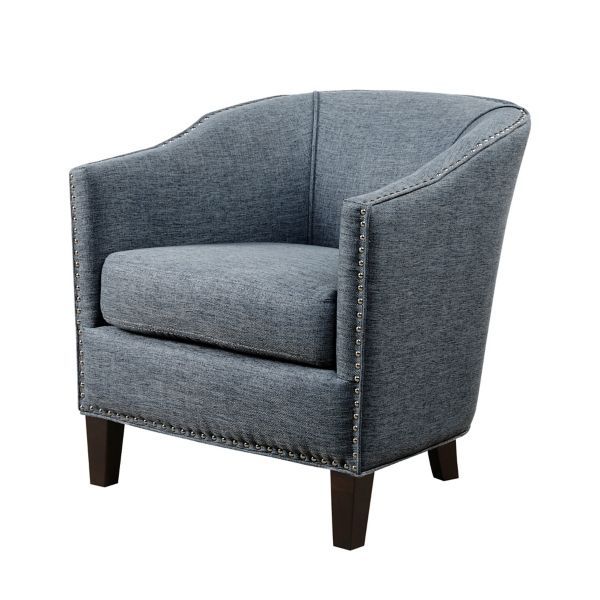 Blue Emery Barrel Accent Chair From Kirkland's | Haus Regarding Hallsville Performance Velvet Armchairs And Ottoman (View 14 of 20)