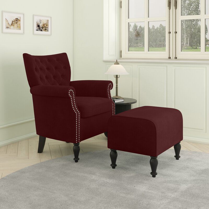 Brassfield Armchair And Ottoman Throughout Akimitsu Barrel Chair And Ottoman Sets (View 9 of 20)