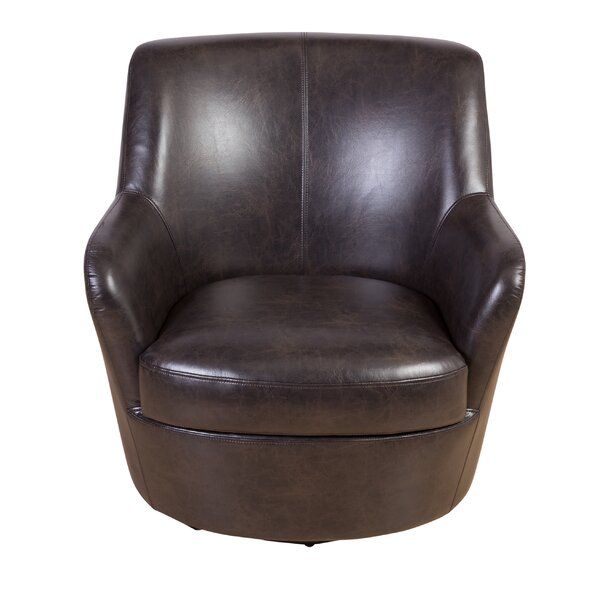 Brown Leather Look Chairs With Gilad Faux Leather Barrel Chairs (Photo 15 of 20)