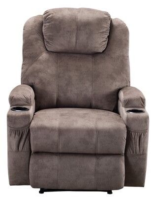 Brunetto Manual Recliner Fabric: Microfiber/microsuede, Body Fabric: Camel Throughout Ansby Barrel Chairs (Photo 7 of 20)
