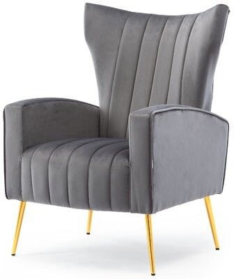 Brutus 27.6" W Velvet Wingback Chair Fabric: Gray With Saige Wingback Chairs (Photo 18 of 20)