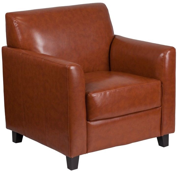 Bsd National Supplies Benville Modern Cognac Leather Guest Chair With Regard To Jarin Faux Leather Armchairs (Photo 20 of 20)