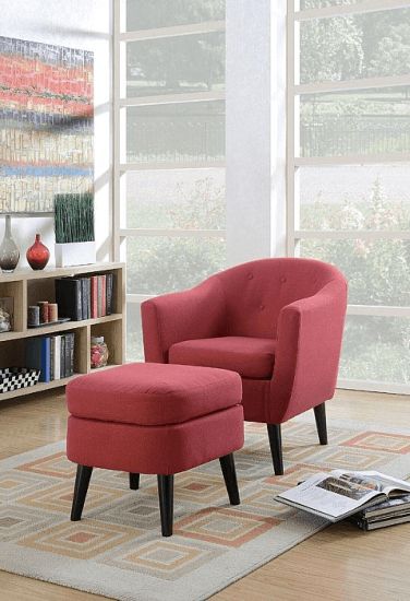 Burhall Barrel Chair And Ottoman Upholstery: Red #furniture In Artemi Barrel Chair And Ottoman Sets (View 4 of 20)