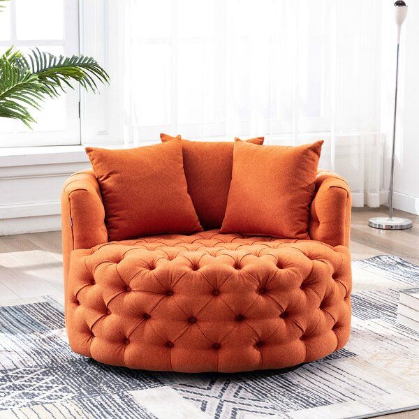 Burnt Orange Barrel Chair With Gilad Faux Leather Barrel Chairs (View 11 of 20)