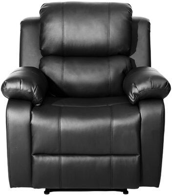 Cartson Faux Leather Power Recliner With Massage And Heating Upholstery  Color: Black Faux Leather Inside Ansar Faux Leather Barrel Chairs (View 20 of 20)