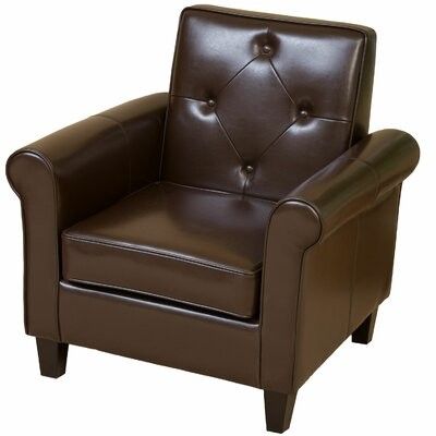 Chehalis 29.13" W Tufted Faux Leather Armchair Upholstery: Chocolate Brown  Faux Leather With Sheldon Tufted Top Grain Leather Club Chairs (Photo 17 of 20)