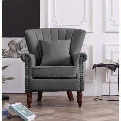 Cilegon Wingback Chair Fabric: Gray Throughout Saige Wingback Chairs (View 15 of 20)