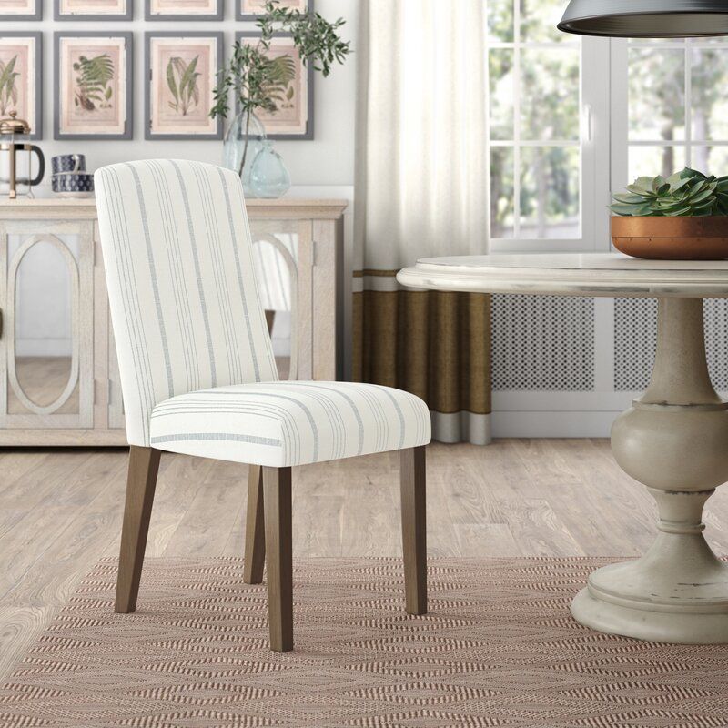 Clearfield Stripe Upholstered Dining Chair & Reviews | Birch For Bob Stripe Upholstered Dining Chairs (set Of 2) (Photo 2 of 20)