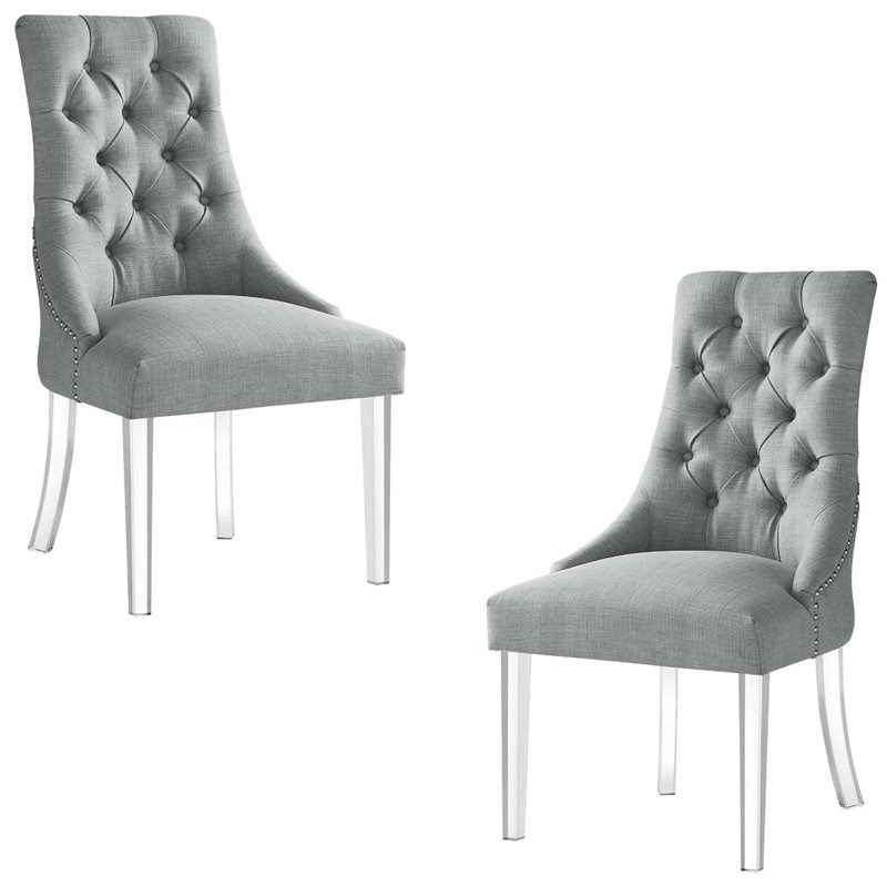 Colton Linen Fabric Dining Side Chair With Acrylic Legs Throughout Liston Faux Leather Barrel Chairs (View 18 of 20)