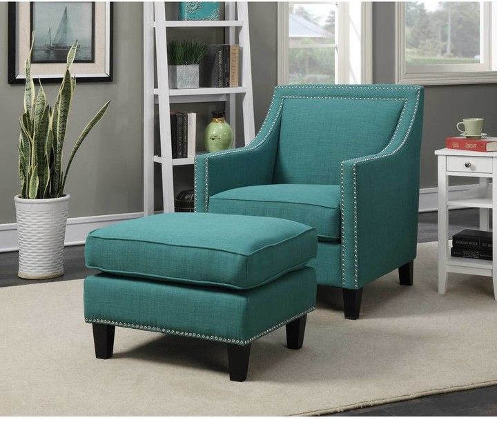 Copper Grove Thorsen Contemporary Teal Armchair & Ottoman Set In Starks Tufted Fabric Chesterfield Chair And Ottoman Sets (View 17 of 20)