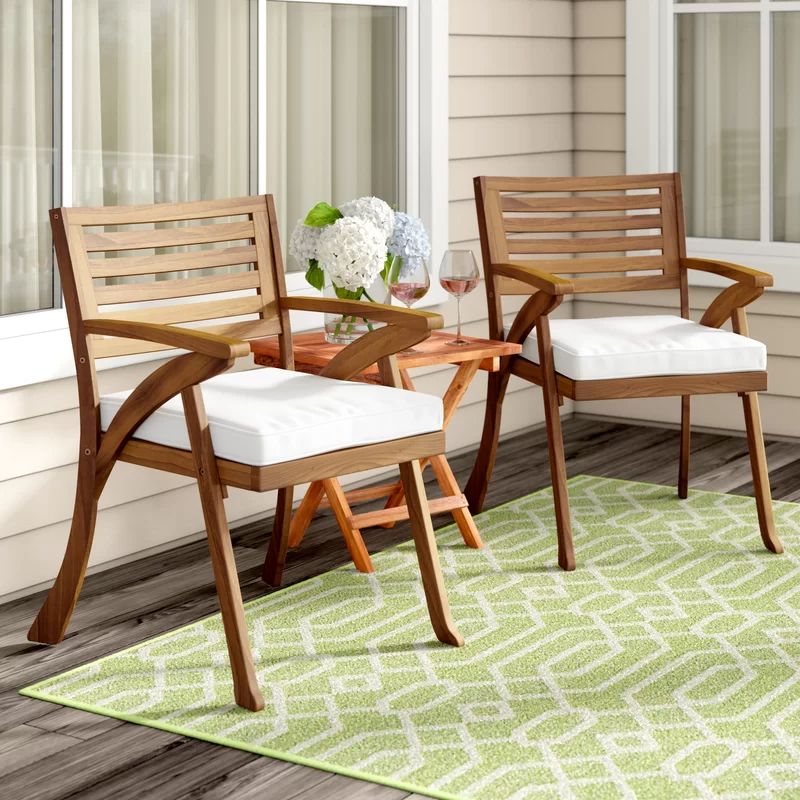 Coyne Patio Dining Chair With Cushion In 2020 | Patio Dining Within Munson Linen Barrel Chairs (Photo 19 of 20)