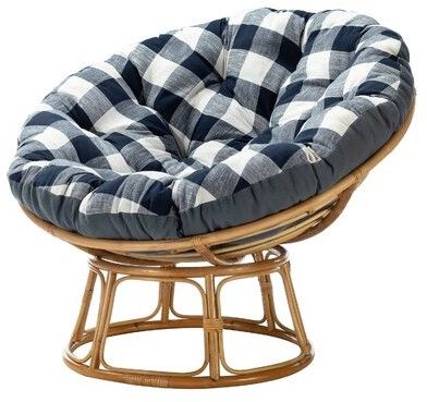Denver 45" W Cotton Papasan Chair Fabric: Blue, Leg Color: Natural In Decker Papasan Chairs (View 11 of 20)