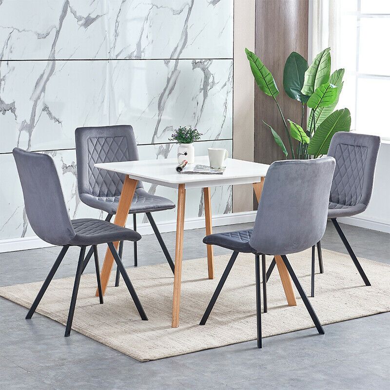 Details About Set Of 4 Velvet Dining Chairs Lounge Metal Leg Padded Dining  Room Kitchen Office Regarding Lounge Chairs With Metal Leg (View 17 of 20)